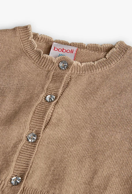 Veste fille en tricot beige lapin