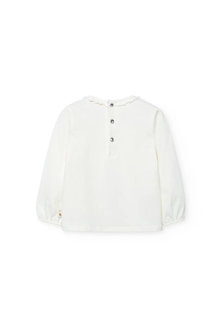 Maglietta bambina in cotone bianco stampato