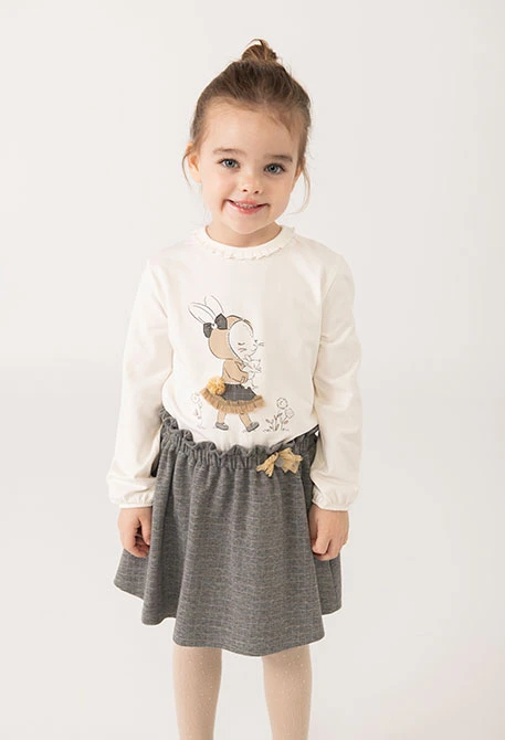 Camiseta niña punto blanco estampado