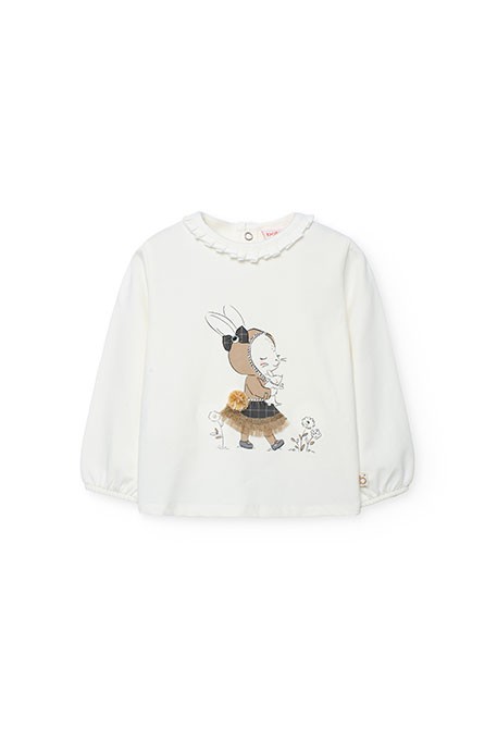 T-shirt menina malha branca estampada