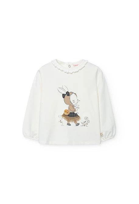 White printed cotton T-shirt for girl