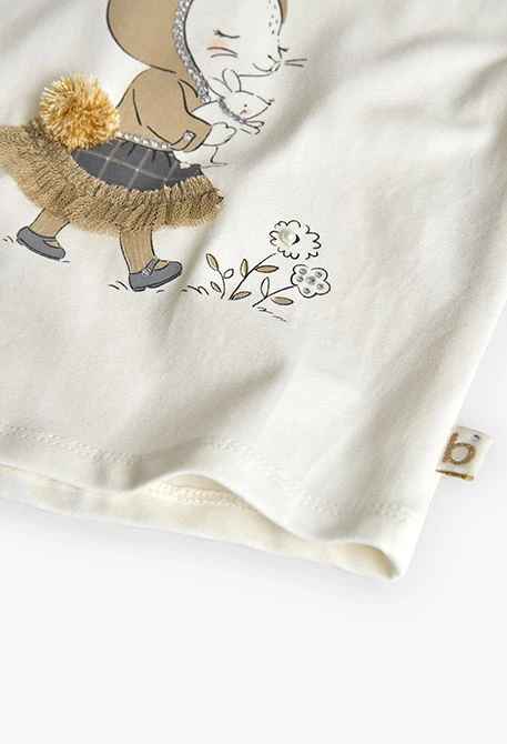 White printed cotton T-shirt for girl