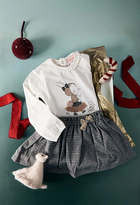 T-shirt fille en maille blanche imprimée