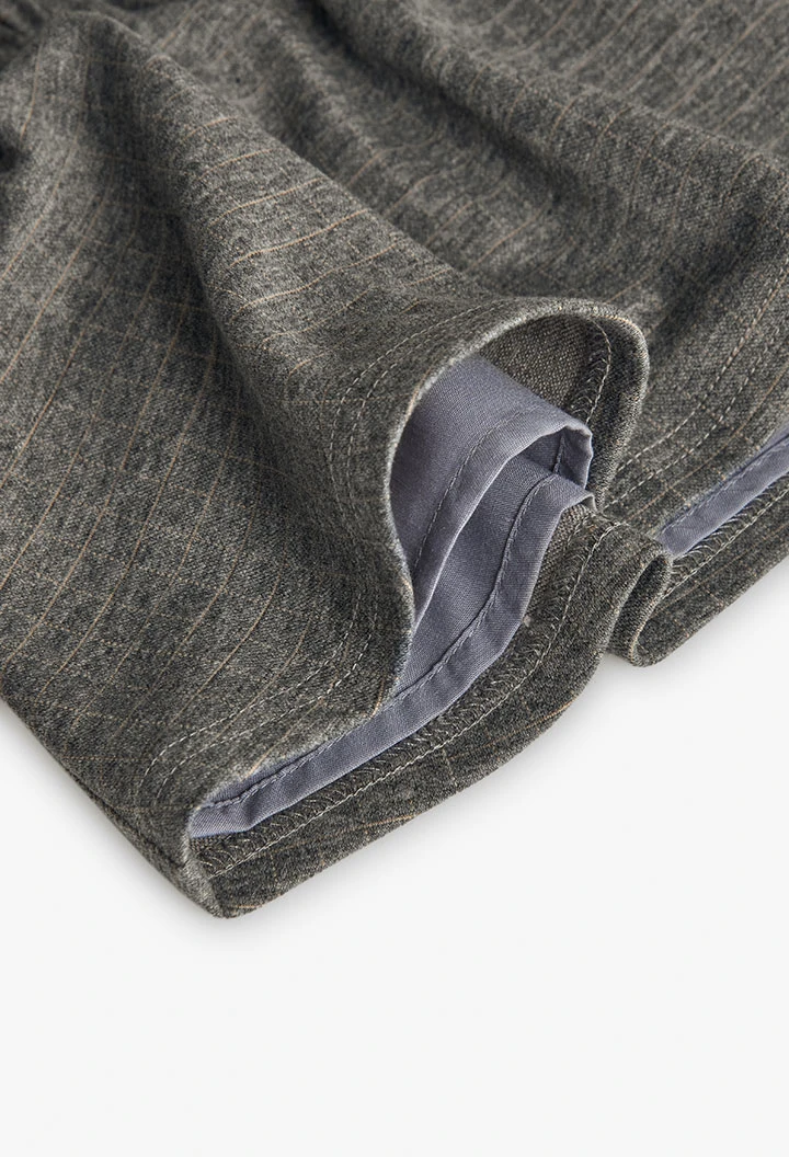 Gonna in maglia con fiocco grigio