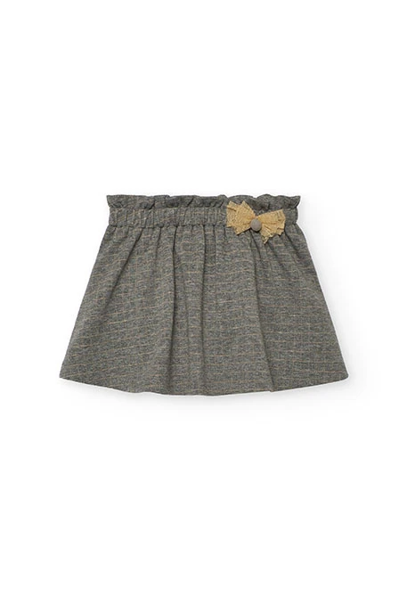 Falda de punto lazo gris
