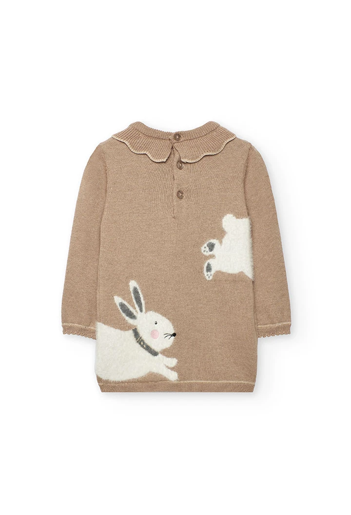 Vestito beige con coniglietti