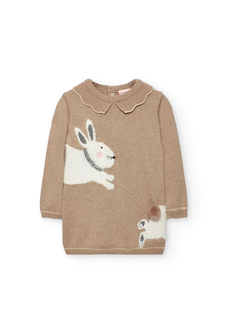 Vestito beige con coniglietti