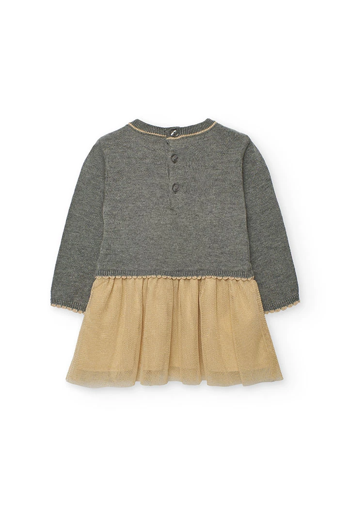 Kleid grau mit Kaninchenmuster