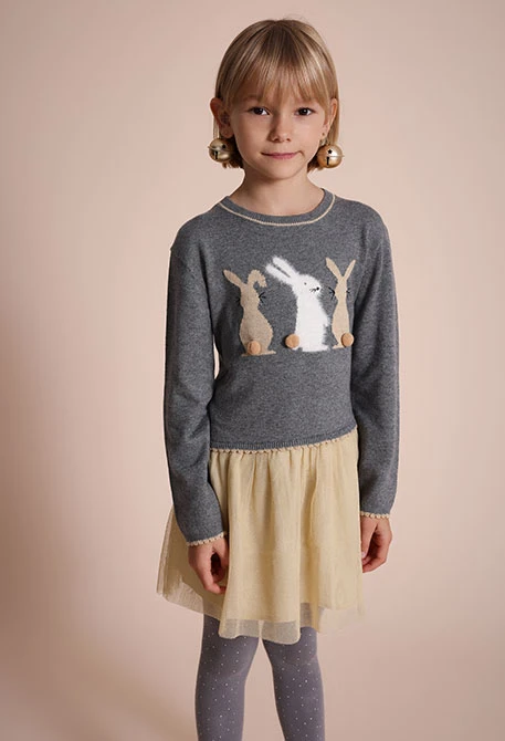 Vestido conejos gris