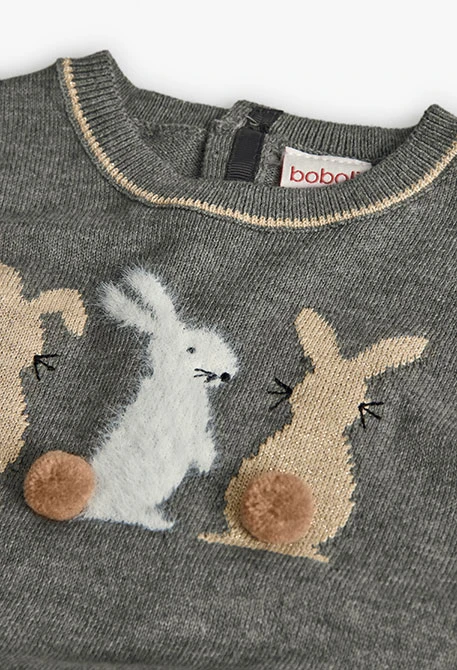 Grey dress with rabbits