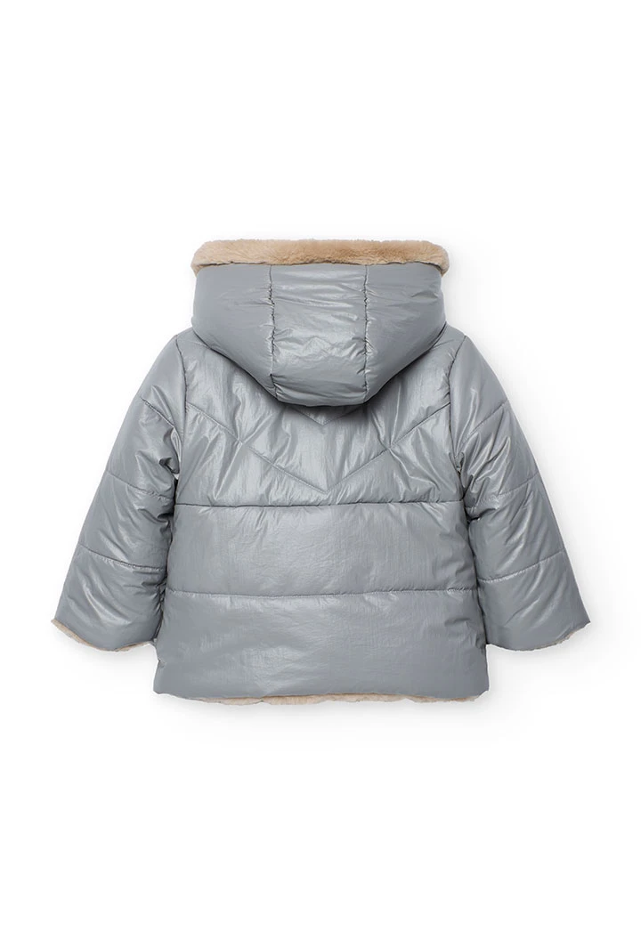Parka niña reversible tejido técnico gris