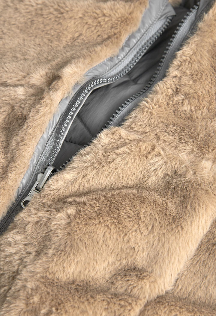 Reversible Mädchenparka aus technischem Gewebe in Grau