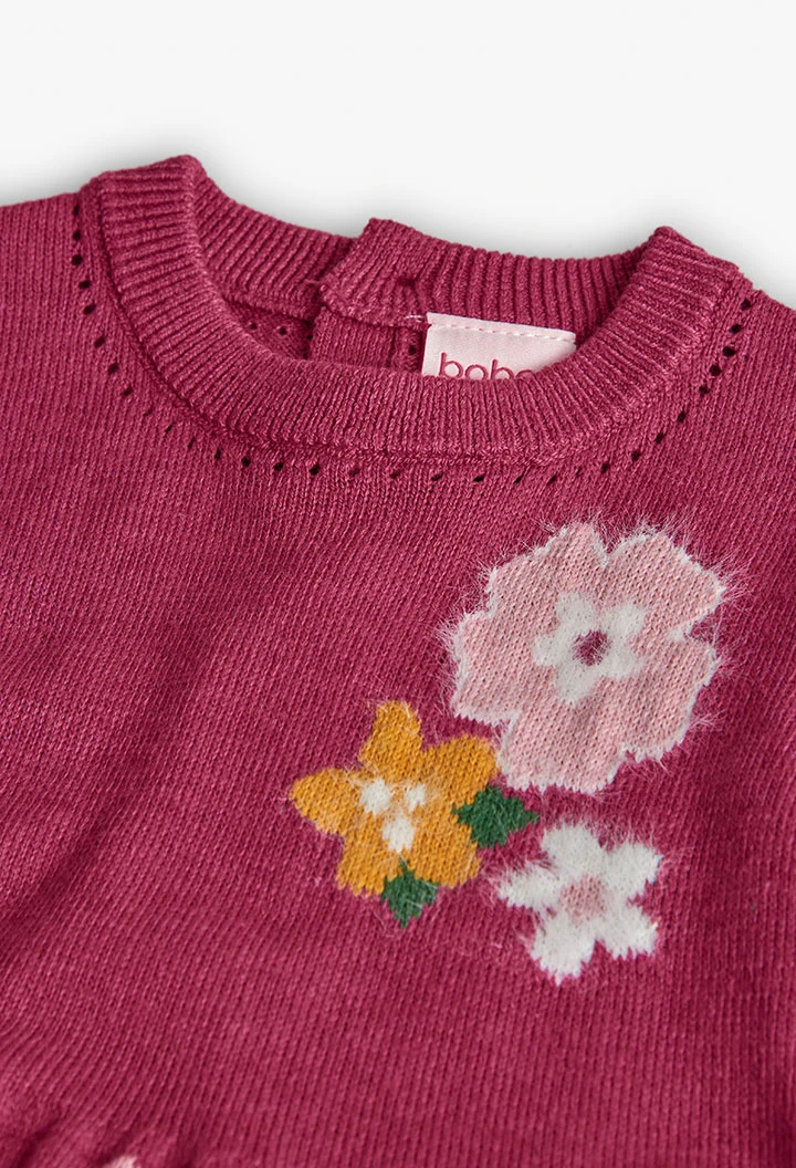 Robe couleur fraise à fleurs