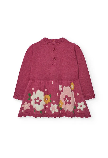 Robe couleur fraise à fleurs