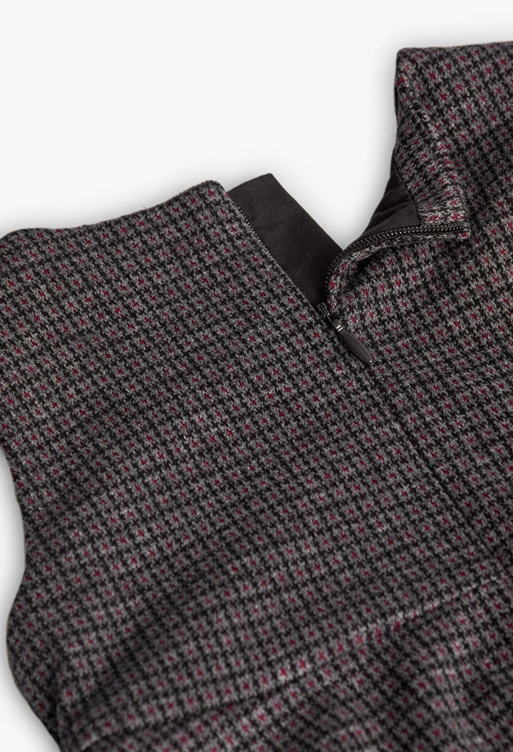 Girl´s grey checked knitted pinafore