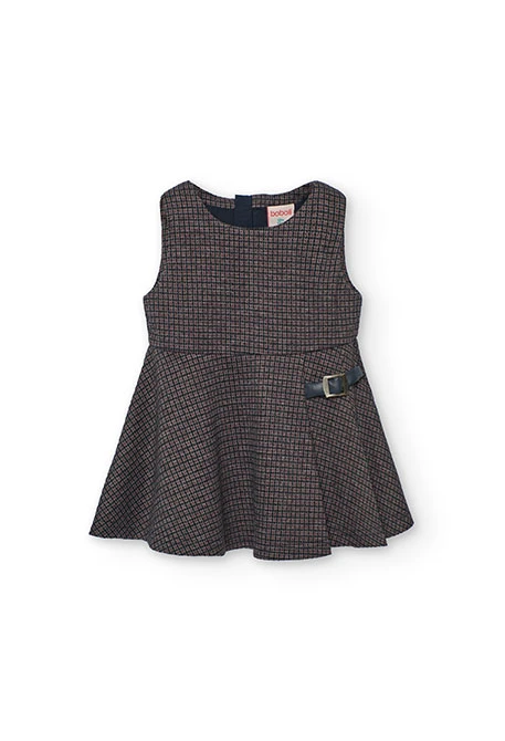 Girl´s grey checked knitted pinafore