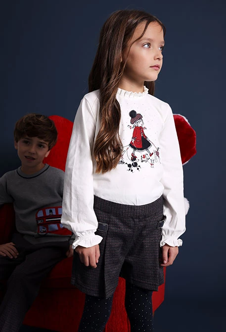 Camisola menina malha animais branca