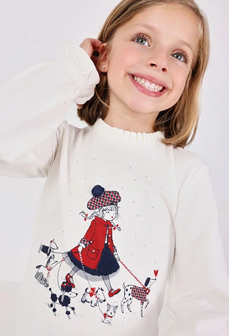 White animal print T-shirt for girls.