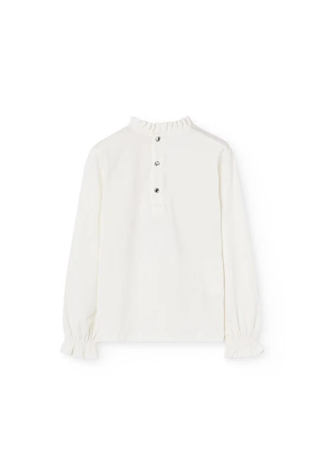 Maglietta bambina a punto con animali bianca