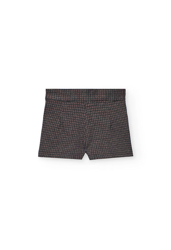 Dunkelgraue Hahnentritt-Shorts