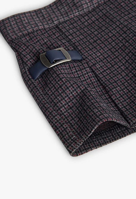 Dunkelgraue Hahnentritt-Shorts