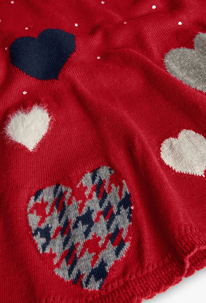 Vestido de punto granate corazones