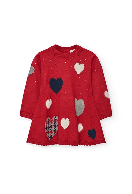 Abito in maglia bordeaux cuori