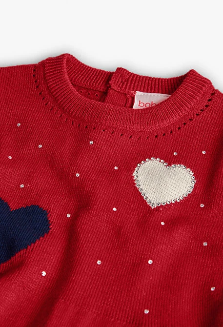 Vestido de punto granate corazones