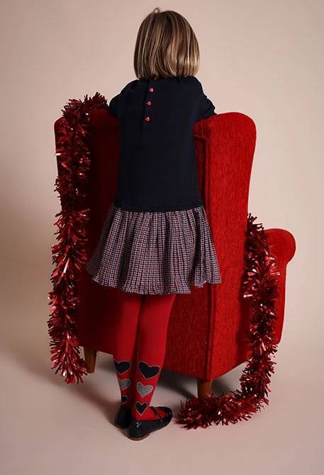 Weinroter Strick-Leotard mit Herzen