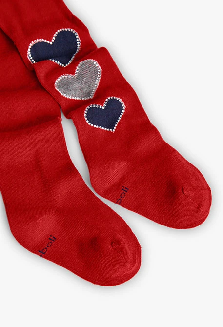 Burgundy knitted tights hearts