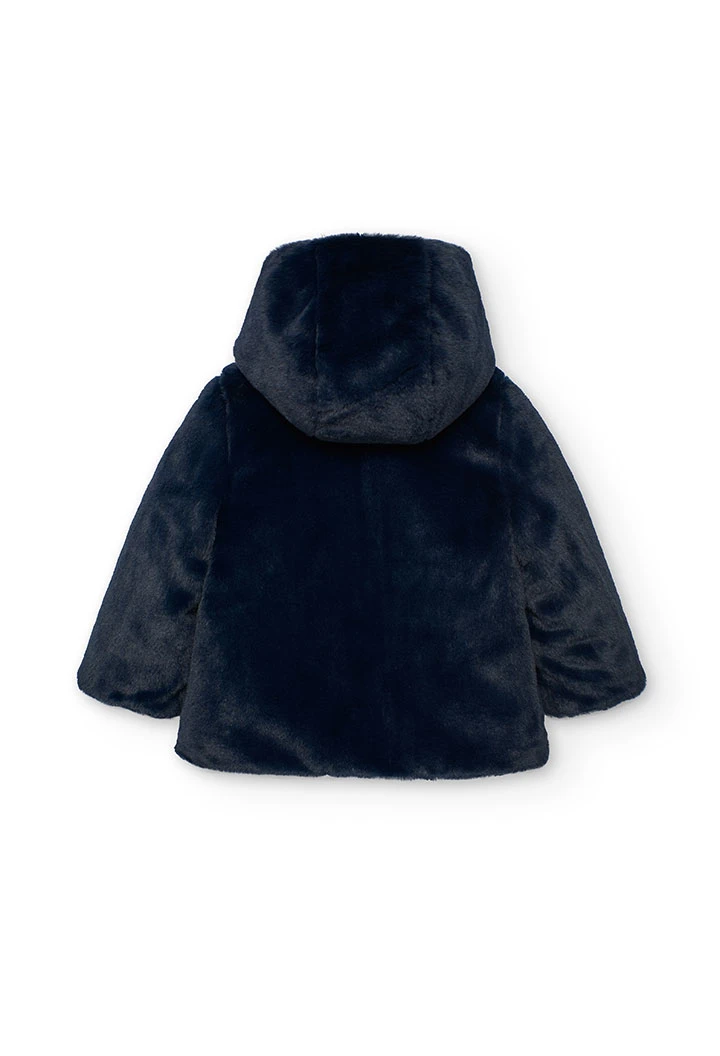 Parka bambina tessuto tecnico blu navy reversibile