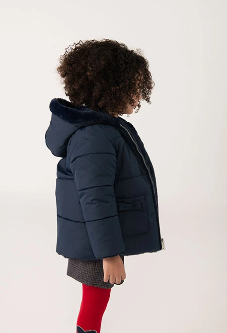 Parka niña tejido técnico azul marino reversible