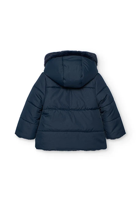 Parka nena teixit tècnic blau marí reversible