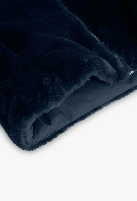 Reversible marineblaue Mädchenparka aus technischem Gewebe