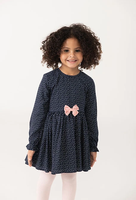 Vestido estampado de bolinhas com laço