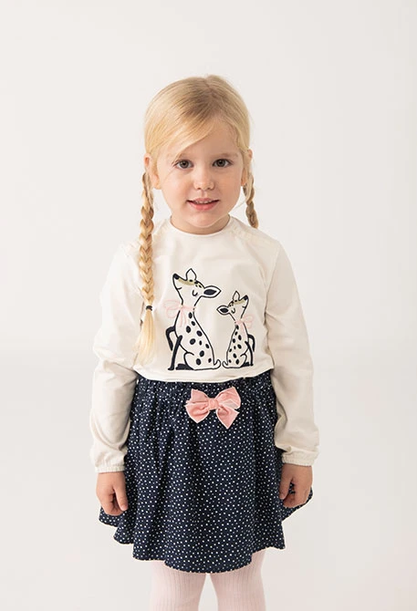 Mädchen T-Shirt aus weißem Jersey mit Tieren