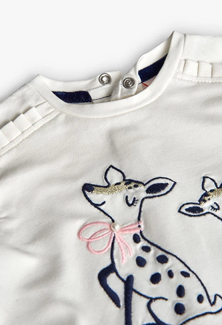 Camisola de menina em malha branca com animais