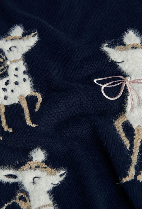 Vestito blu navy animali