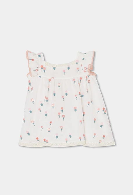 Vestido bebé branco flores