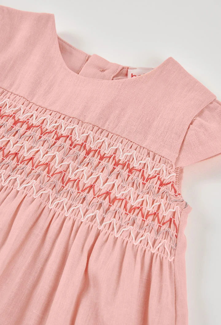 Vestido bebé lino salmón