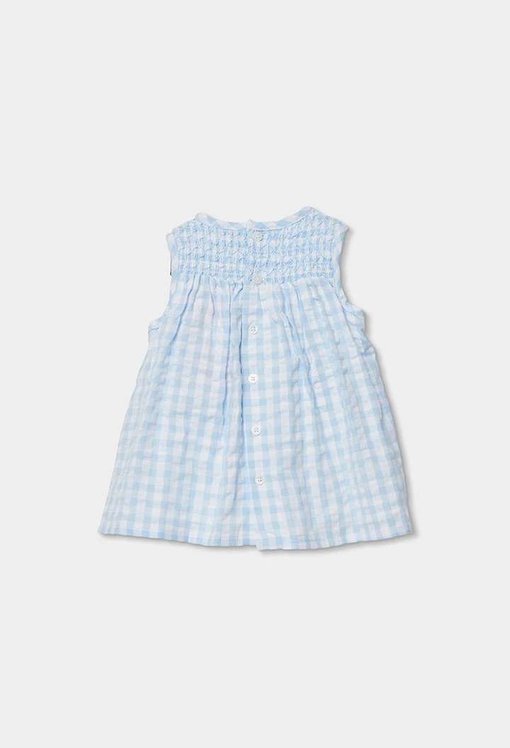 Baby dress blue check poplin