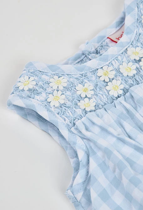 Vestido bebé popelín cuadros azul
