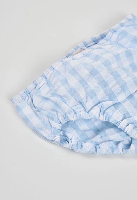 Popeline-Babykleid mit blauem Karomuster