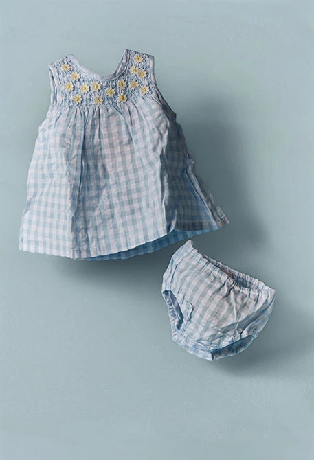 Vestito neonato popeline a quadri blu