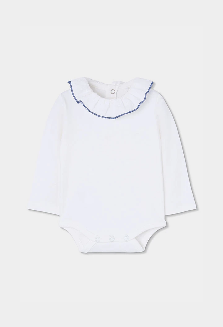 Blue checked baby knit set with braces