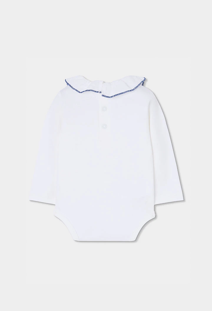 Blue checked baby knit set with braces