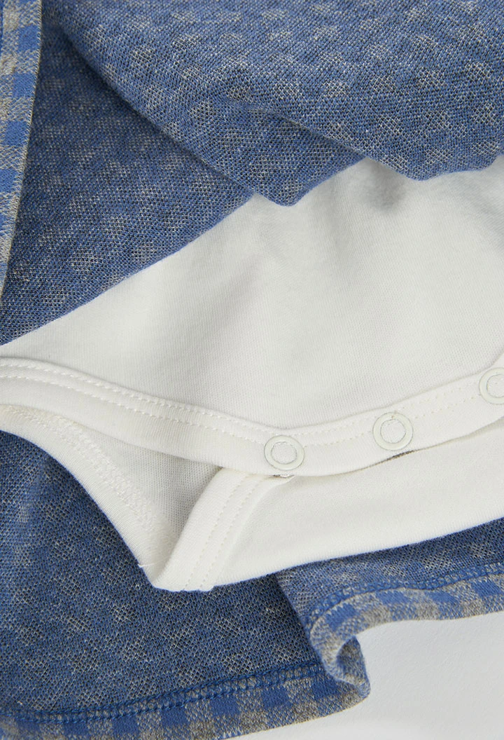 Babypaket Strick blau kariert mit Trägern