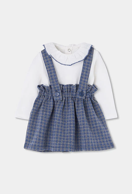 Pack malha bebé azul xadrez com alças