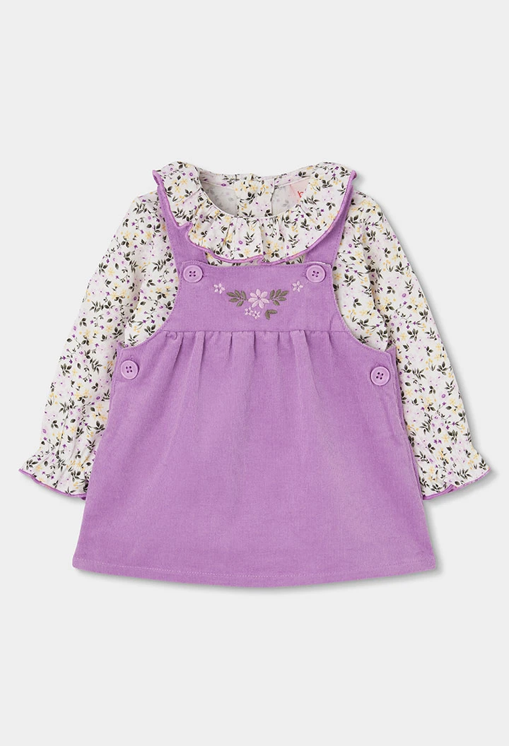 Embroidered floral lilac baby set