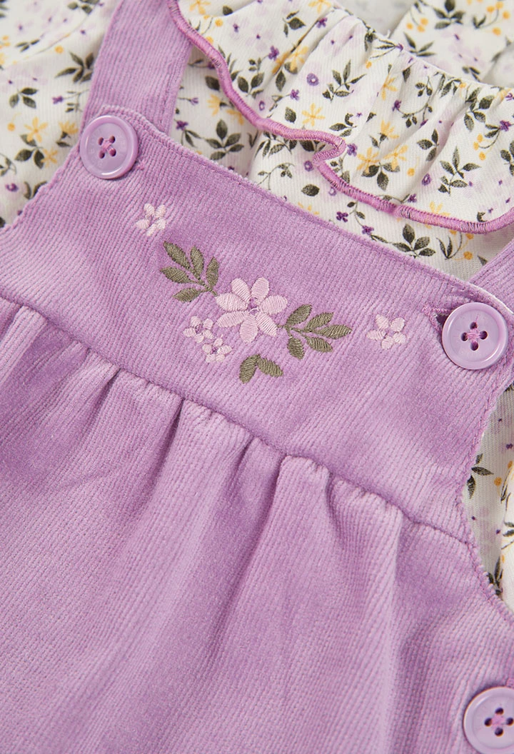 Embroidered floral lilac baby set